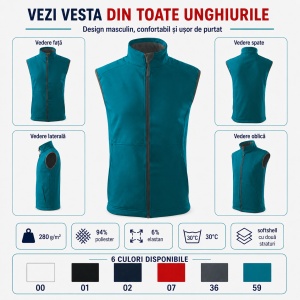 Vestă Bărbați tip Jachetă fără Mâneci Softshell, Elastică și Călduroasă – Vision 517 - Img 8