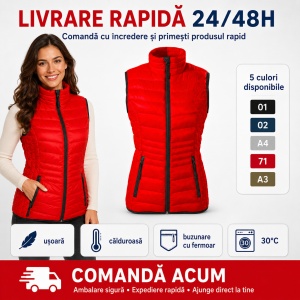 Vestă Damă tip Jachetă fără Mâneci, Matlasată, Ușoară și Călduroasă – Everest 554 - Img 6
