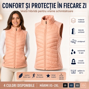 Vestă Damă tip Jachetă Hibridă Matlasată și Softshell – Cross 558 - Img 9