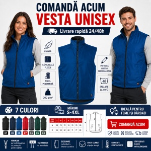 Vestă Unisex Bărbat Damă tip Jachetă fără Mâneci, Călduroasă cu Fleece și Fermoar – Body Warmer 509 - Img 5
