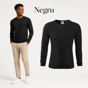 Bluză Bărbați Malfini 100% Bumbac, Mâneci Lungi, Slim Fit, 160 g/m², Guler Rotund, Mărimi S–3XL - Img 19