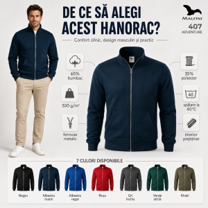 Bluză cu Fermoar Tip Hanorac Bărbați Malfini 407 Adventure – 300 g/m² - Img 2