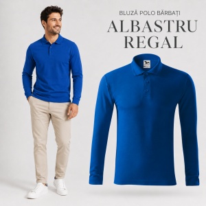 Bluză cu guler polo tip Tommy pentru bărbați, mânecă lungă, 65% bumbac - Img 14