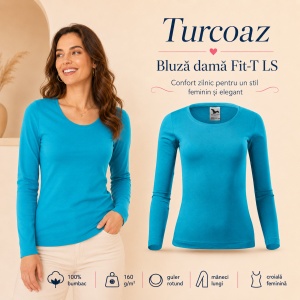 Bluză Damă cu Mânecă Lungă, 100% Bumbac, 169 Fit-T LS, slim fit cambrat – 14 Culori, XS–3XL - Img 13