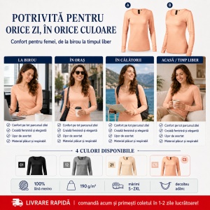 Bluză Damă Malfini Premium Merino Rise LS 160 – 100% Lână Merino, Mânecă Lungă, Slim Fit - Img 6