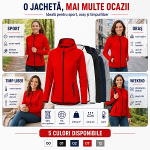 Bluză Damă tip Hanorac Jachetă Stretch Fleece cu Glugă și Fermoar – Direct 418 - Img 5