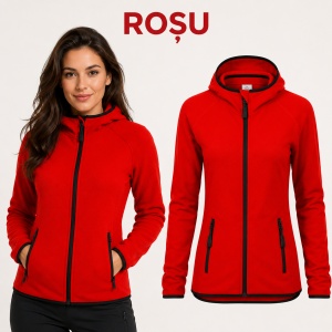 Bluză Damă tip Hanorac Jachetă Stretch Fleece cu Glugă și Fermoar – Direct 418 - Img 15
