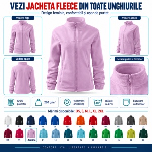 Bluză Damă Tip Jachetă Fleece Hanorac cu Fermoar, Cambrată și Călduroasă - Img 7