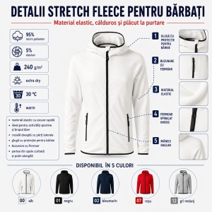 Bluza Fleece Tip Hanorac Bărbați cu Glugă și Fermoar Malfini 417 Direct – 240 g/m² - Img 2