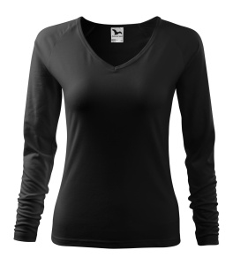 Bluza pentru femei maneca lunga guler in V de culoare negru