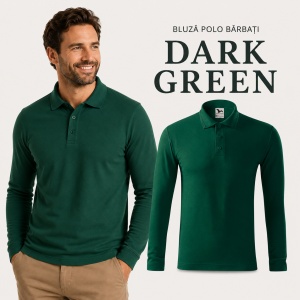Bluză polo bărbați Malfini Pique Polo LS 221, mânecă lungă, 65% bumbac, 200 g/m² - Img 14