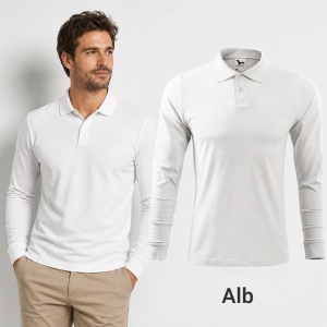 Bluză polo bărbați Malfini Single J. LS 211, mânecă lungă, 100% bumbac - Img 11