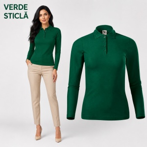 Bluză Polo Damă cu Mânecă Lungă, Slim Fit, Cambrată, Guler Pique Polo, 10 Culori, XS–2XL - Img 20