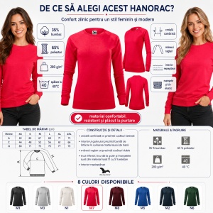 Bluză Simplă Mânecă Lungă Damă tip Hanorac Malfini 416 Merger – 280 g/m² - Img 3