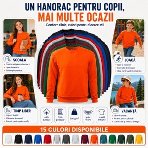 Bluză tip hanorac pentru copii, fără glugă, fete și băieți, 300 g/m² - Img 7