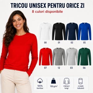 Bluză Tricou Unisex cu Mânecă Lungă Progress LS, 100% Bumbac, 150 g/m², Mărimi XS–3XL - Img 10
