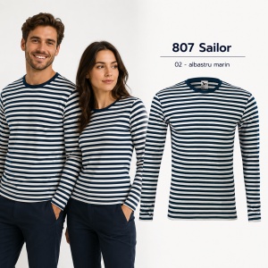 Bluză unisex damă și bărbat Malfini 807 Sailor, tip marinăresc, mânecă lungă, 100% bumbac, 150 g/m²