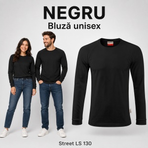 Bluză Unisex Damă și Bărbat Rimeck 130 Street LS, Bicoloră, Mâneci Lungi Raglan, 100% Bumbac, 180 g/m², S–4XL - Img 15