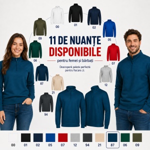 Bluză Unisex Damă și Bărbat tip Hanorac fără Glugă, cu Fermoar Scurt și Guler Înalt – Summit 429 - Img 5