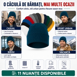 Căciulă Bărbați Unisex tip Beanie, Călduroasă, Tricotată și Modernă – 315 - Img 6