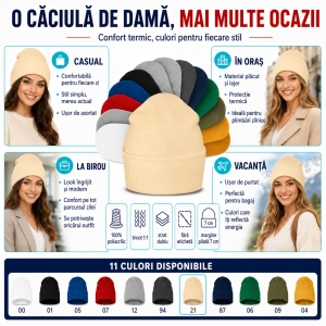 Căciulă Damă tip Beanie, Călduroasă, Tricotată și Modernă – Beanie 315 - Img 5