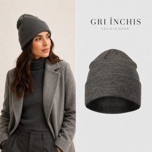 Căciulă Damă tip Beanie, Călduroasă, Tricotată și Modernă – Beanie 315 - Img 15