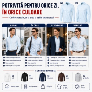 Cămașă bărbați cu mânecă lungă Malfini Premium 262 Dynamic, croială cambrată, guler clasic, 60% bumbac și 40% poliester - Img 10