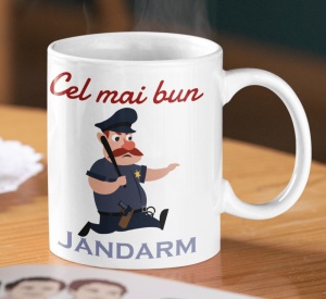 Cana alba personalizata cu mesajul - Cel mai bun jandarm - Cadou - Img 1
