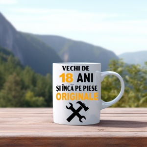 Cana alba personalizata cu textul Vechi de .. ani si inca pe piese originale - Img 55