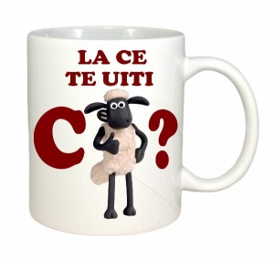 Cana cadou personalizata haios cu textul: La ce te uiti C-oaie - Img 2