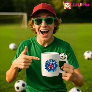 Cana Paris Saint Germain Franta , cu logoul stema echipei, Cadoul Perfect - Img 12