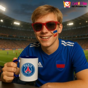 Cana Paris Saint Germain Franta , cu logoul stema echipei, Cadoul Perfect - Img 26