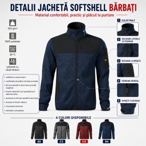 Geacă Bărbați tip Jachetă Softshell cu Fleece, Modernă și Confortabilă – Casual 550 - Img 2