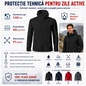 Geacă Bărbați tip Jachetă Softshell cu Glugă, Impermeabilă și Elastică – Nano 531 - Img 8