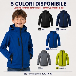 Geacă Copii tip Jachetă Softshell cu Glugă Detașabilă, Impermeabilă și Elastică – Performance 535 - Img 5