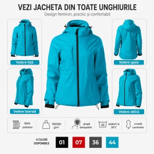 Geacă Damă tip Jachetă 3 în 1 Impermeabilă cu Glugă și Fleece Detașabil – Pacific 534 - Img 7