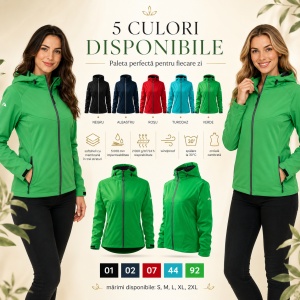Geacă Damă tip Jachetă Softshell cu Glugă, Impermeabilă și Rezistentă la Vânt – Cool 514 - Img 8