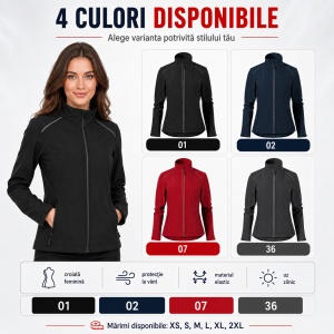 Geacă Damă tip Jachetă Softshell fără Glugă, Impermeabilă și Elastică – Valley 537