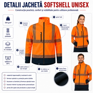 Geacă Unisex tip Jachetă Softshell Reflectorizantă, Impermeabilă și Călduroasă – HV Drop 5V3 - Img 3