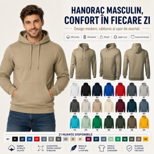 Hanorac Bărbat Malfini Cape 413, 65% Bumbac, 320 g/m², Glugă cu Șnur, Buzunar Marsupiu, 21 Nuanțe, Mărimi S–5XL