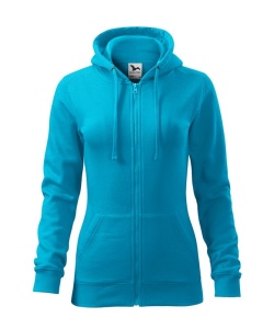 Hanorac dama tip bluza cu fermoar si 2 buzunare de culoare turcoaz