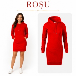 Hanorac Lung Tip Rochie Damă cu Glugă și Buzunar Marsupiu Malfini 419 Snap – 320 g/m² - Img 20