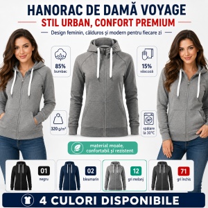 Hanorac Premium Damă cu Glugă și Fermoar Malfini 451 Voyage – 320 g/m² - Img 10