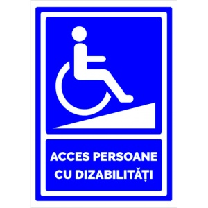 Indicator Acces persoane cu dizabilitati cu rampa, Sticker autocolant