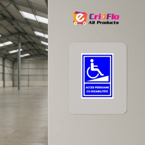 Indicator Acces persoane cu dizabilitati cu rampa, Sticker autocolant - Img 3