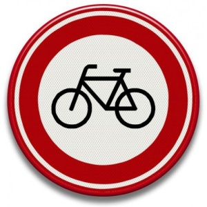 Indicator accesul interzis bicicletelor, Sticker autocolant
