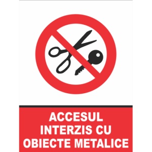 Indicator Accesul interzis cu obiecte metalice, Sticker autocolant