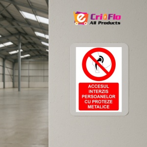 Indicator Accesul interzis persoanelor cu proteze metalice indicator de interzicere, Sticker autocolant - Img 4