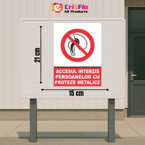 Indicator Accesul interzis persoanelor cu proteze metalice, Sticker autocolant - Img 2