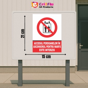 Indicator Accesul persoanelor in ascensorul pentru marfa este interzis, Sticker autocolant - Img 2